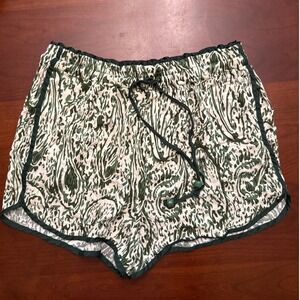 Zara shorts XS green print drawstring pockets‎ running athletic
